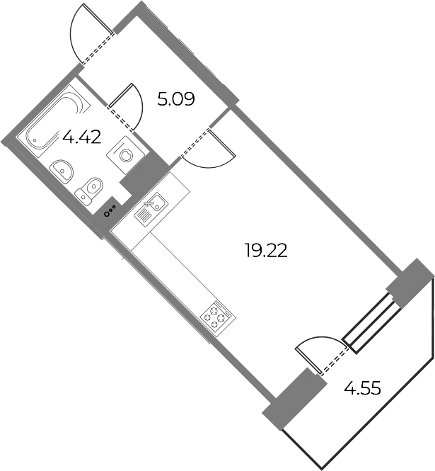 Квартира студия 30.1 м², 18/20 эт., ЖК «Огни Залива»